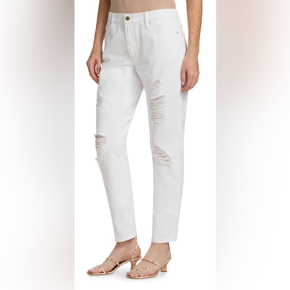 Frame Le Garcon Mid-Rise White Boyfriend Jeans Size 33 (US-14) NWT - Picture 2 of 12